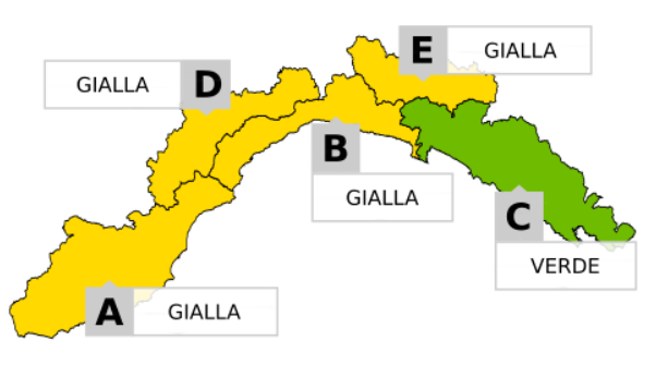 Maltempo in Liguria, allerta gialla fino alle 15 sul Ponente, fino alle 18 sul Centro