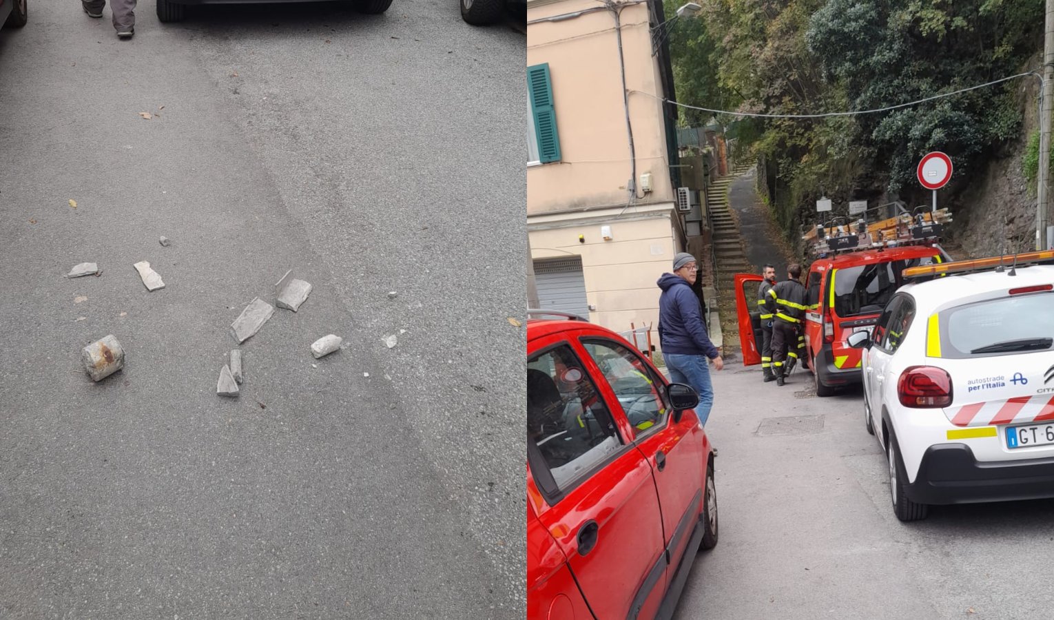 Viadotto Bisagno, residenti via Laiasso denunciano caduta materiale dal cantiere: arrivano i pompieri