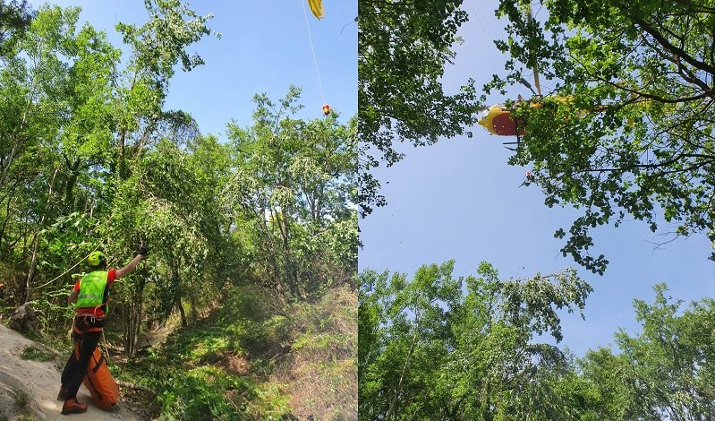 Precipita nel bosco mentre fa downhill: turista tedesco soccorso con elicottero