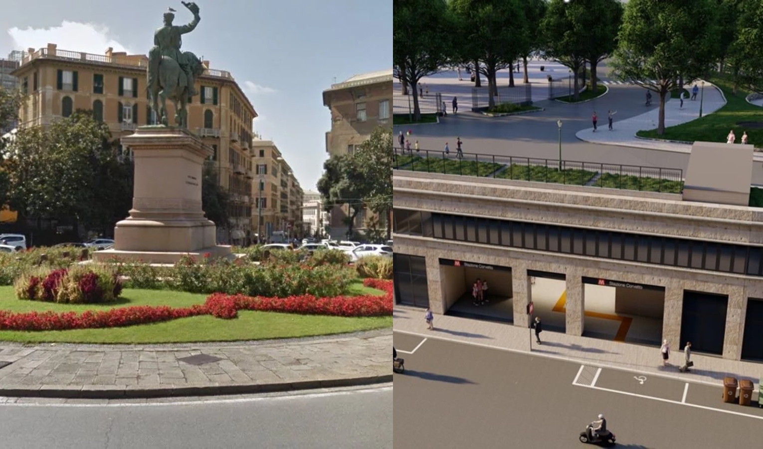Genova, piazza Corvetto tra il cantiere a ostacoli e i lavori della metro pronti a partire