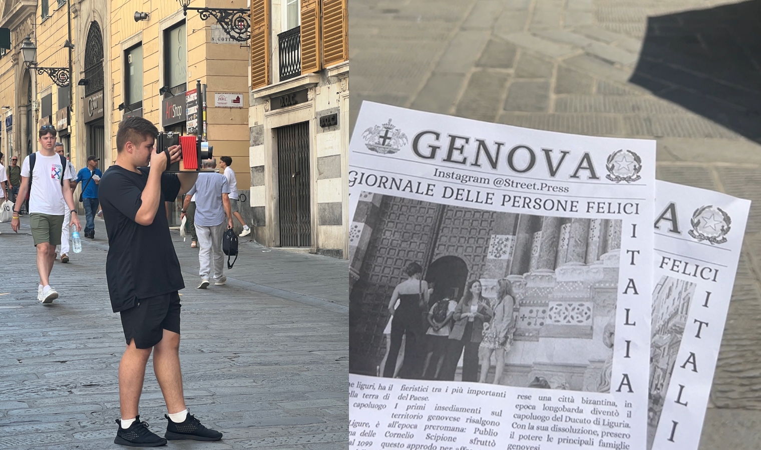 Il giornale delle persone felici, @street.press anche a Genova per immortalare i turisti