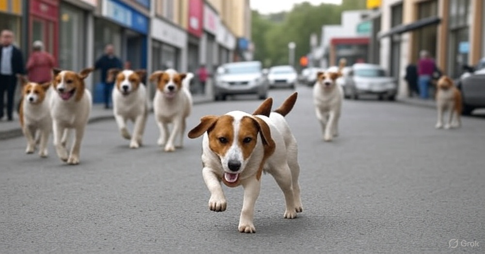 Cinque cagnolini scappano in strada, salvati dalla polizia locale