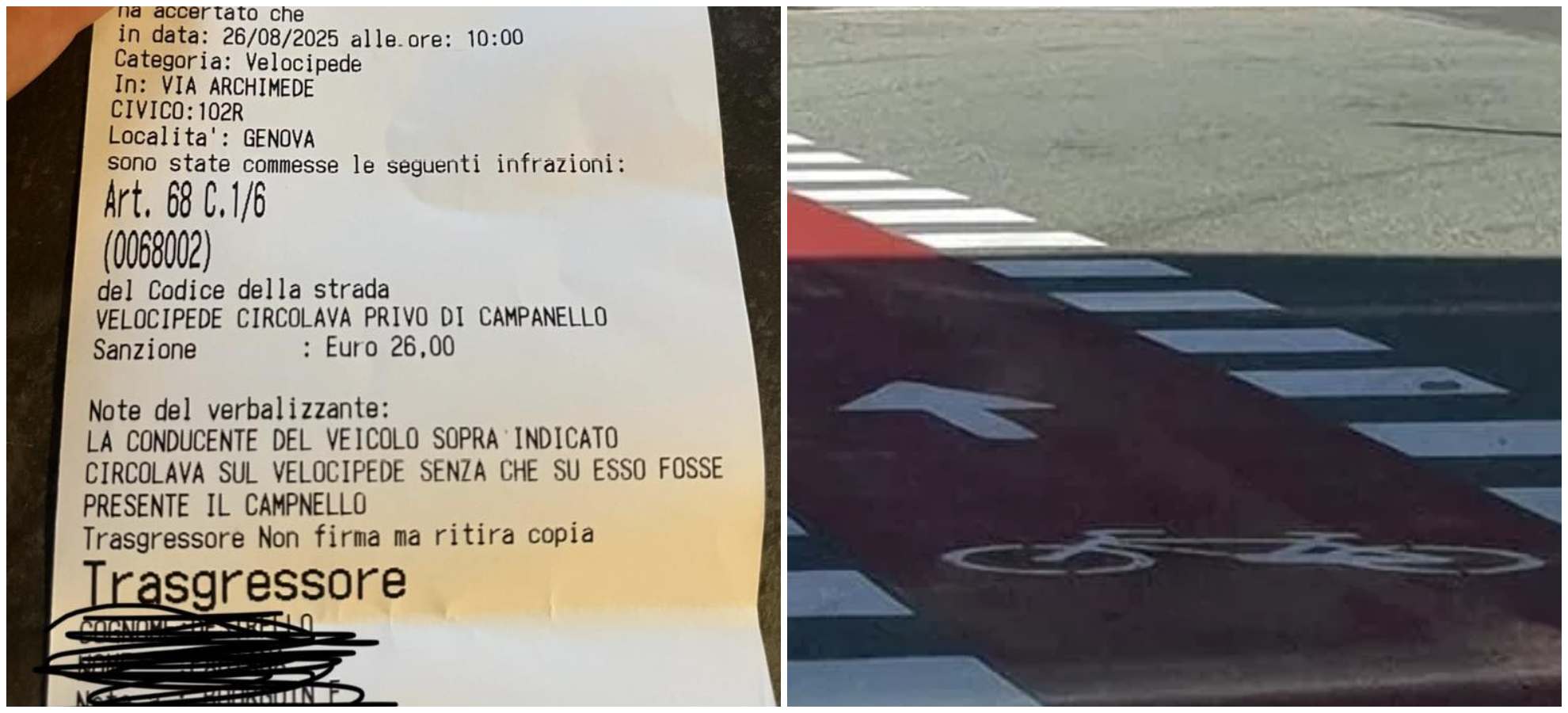 Casco e luci ok, ma niente campanello: multa a sorpresa per una ciclista