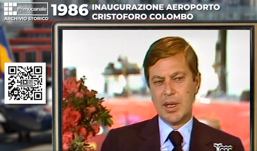 Archivio storico - Inaugurazione del 'Cristoforo Colombo': parla il presidente dell'aerostazione Gianni Scerni (1986)