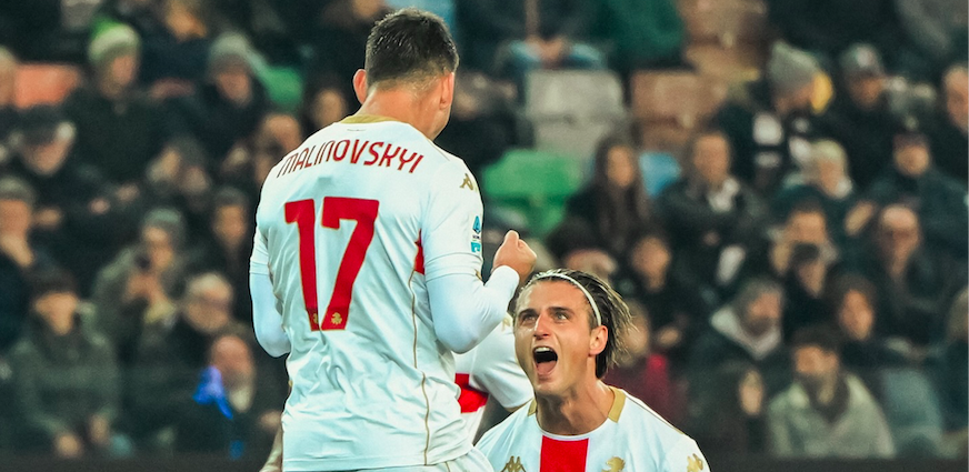 Il Genoa esulta anche a Udine (1-2) e ora sono 11 punti in cinque partite