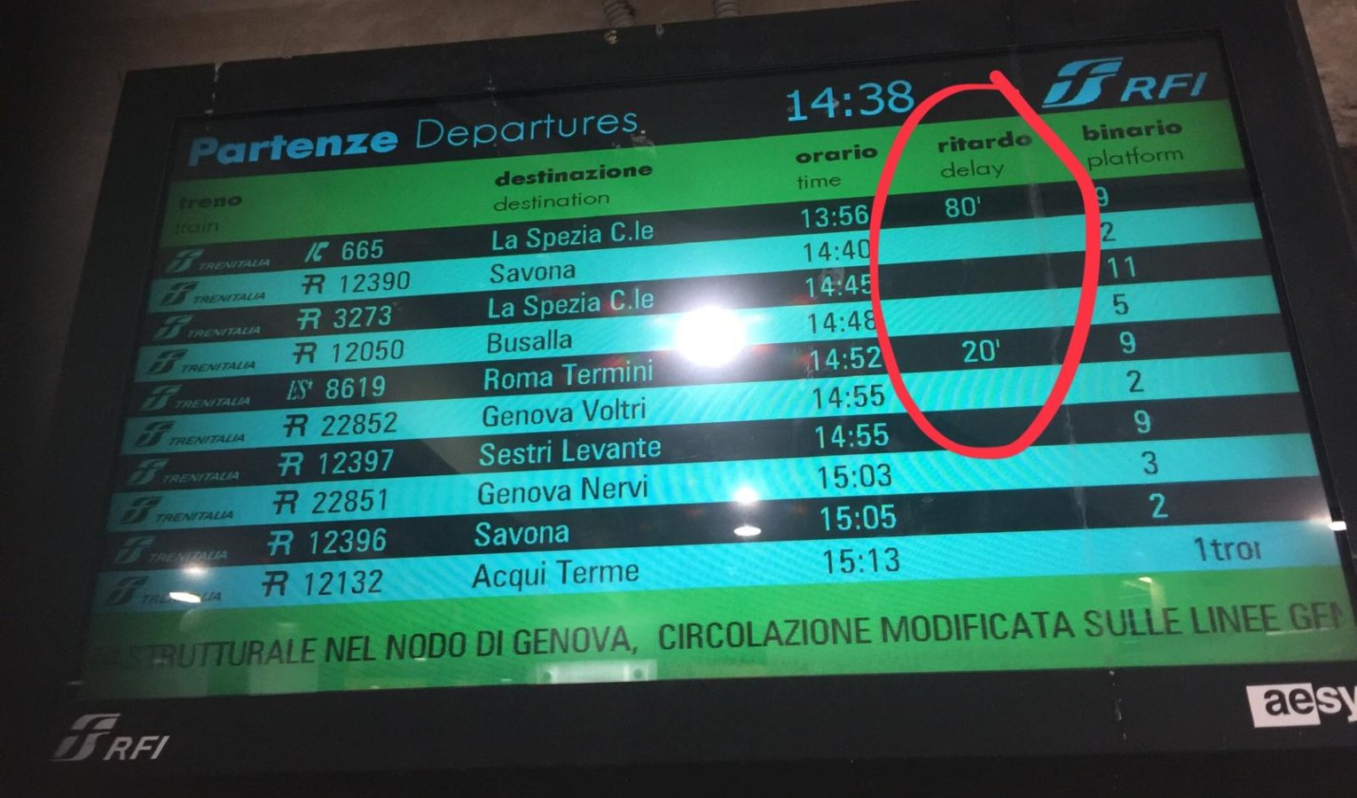 Treni, guasto sulla linea Genova-Milano: ritardi di oltre un'ora e mezza