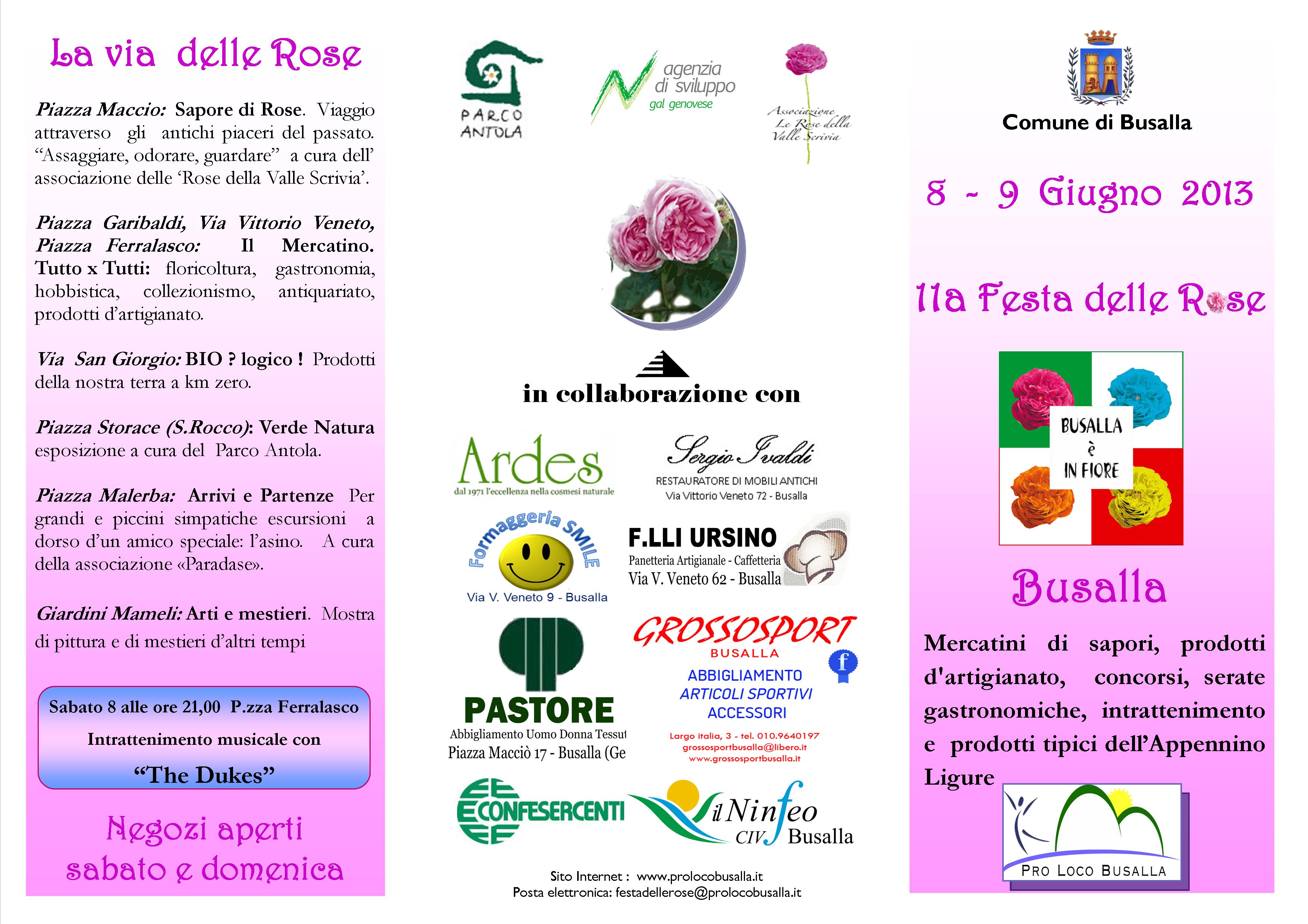 Festa delle rose: 8 e 9 giugno a Busalla