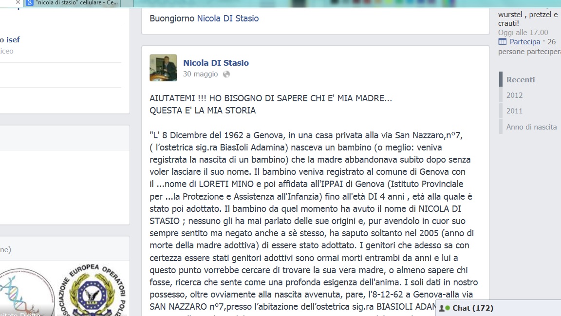 Appello su Facebook: 