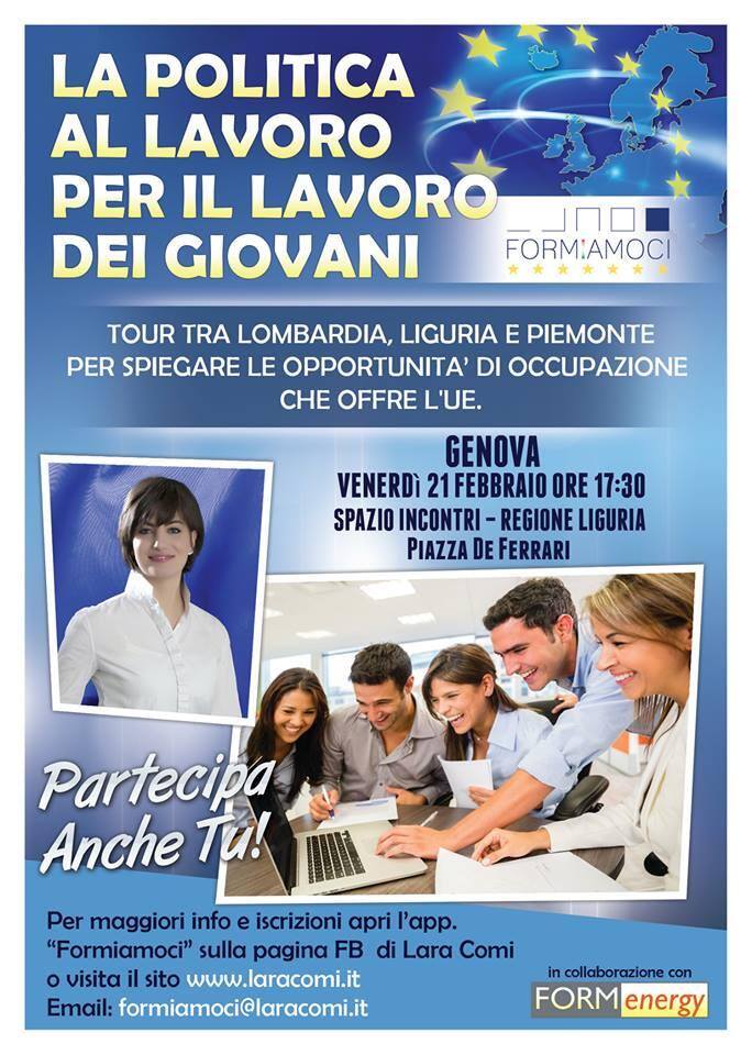 L'europarlamentare Lara Comi domani a Genova per il futuro occupazionale dei giovani