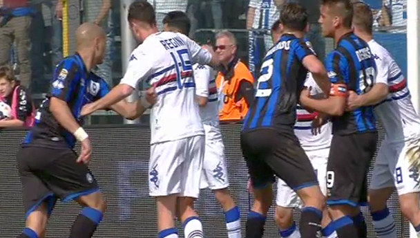 Prova tv: pugno a Regini in Atalanta-Sampdoria, 3 turni di stop a Benalouane