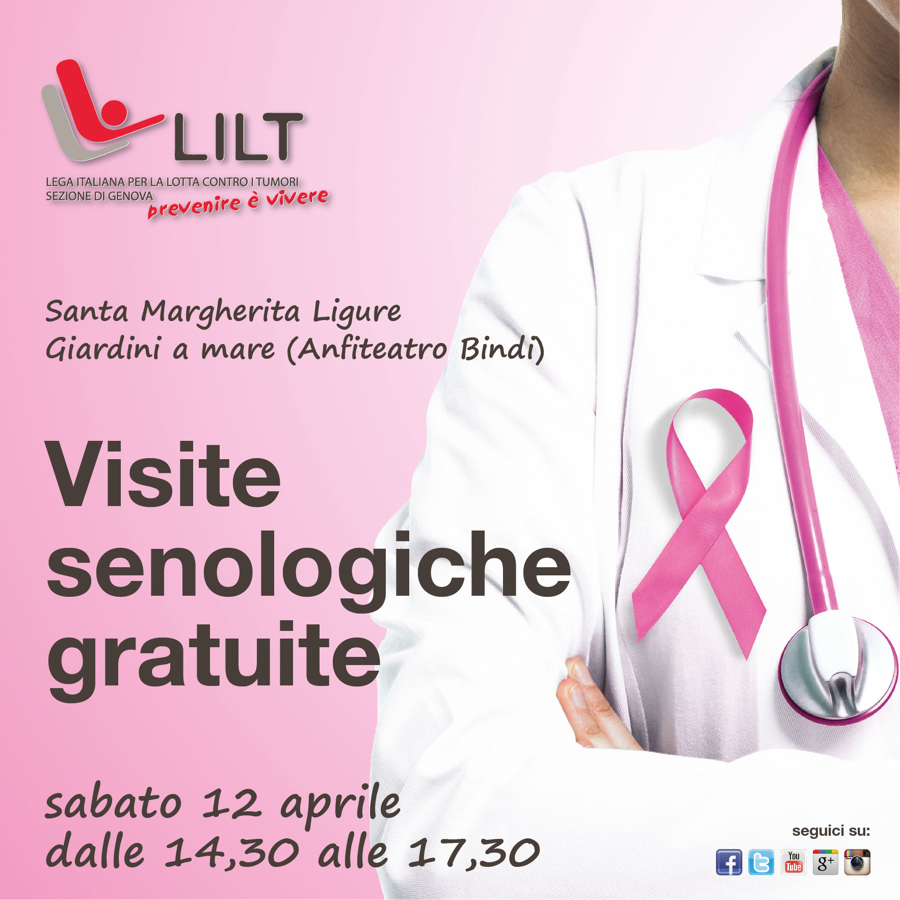 LILT: il 12 aprile visita gratuita di diagnosi precoce al seno a Santa Margherita