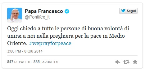 L'appello di Papa Francesco via twitter: 