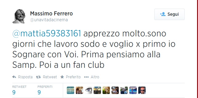 Samp, c'è l'idea di un 'Ferrero fan club' Lui ringrazia: 