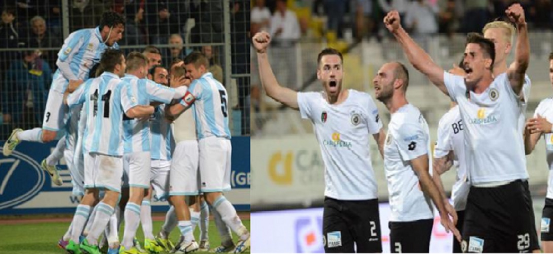 Lo Spezia si salva in extremis con il Latina, l'Entella è travolto a Catania