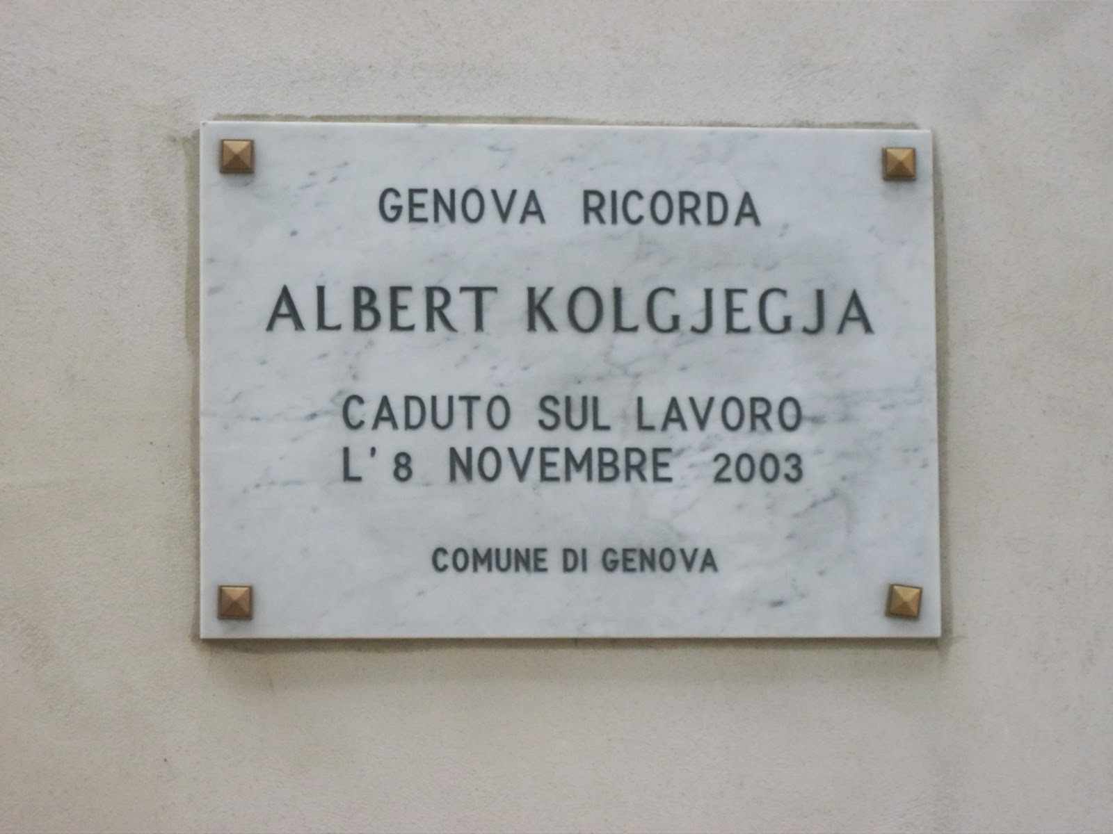 Morì durante lavori Museo Mare, domani Genova ricorda Albert Kolgjegja