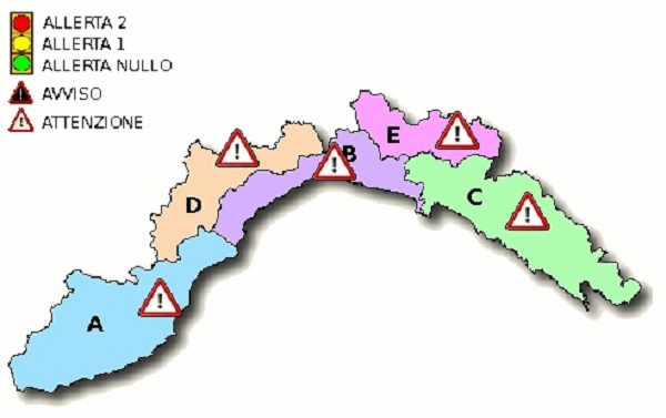 Meteo, livello di attenzione per forti temporali