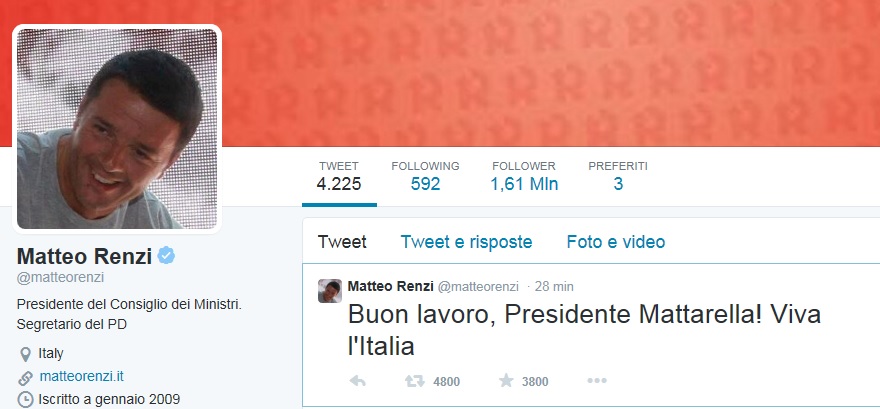 Renzi su twitter: 