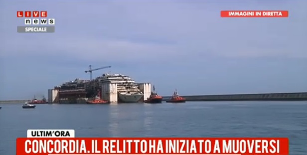 Concordia: il giorno del trasferimento alle Riparazioni navali In diretta su Primocanale.it