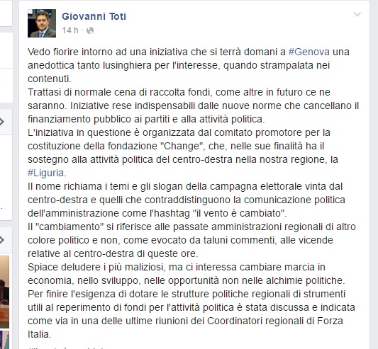 Toti su Facebook: 