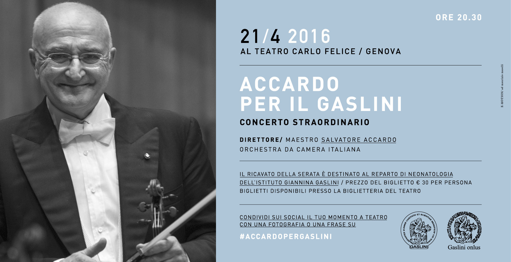 Giovedì al Carlo Felice concerto di Salvatore Accardo a favore del Gaslini