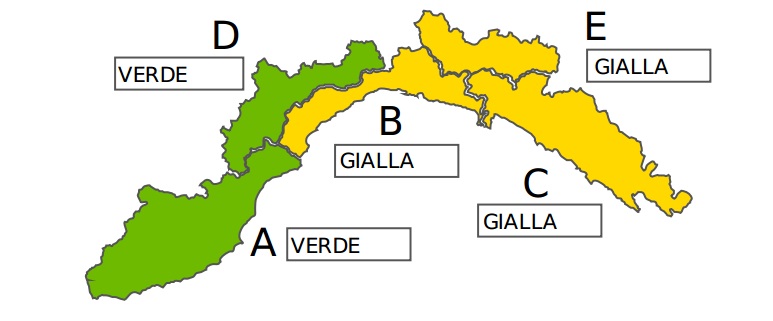 Allerta meteo gialla in Liguria per temporal dalle 6 alle 18