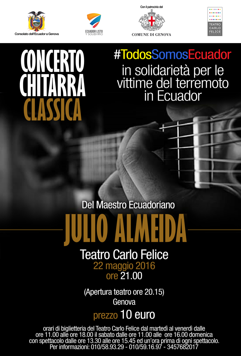 Concerto benefico al Carlo Felice per i terremotati in Ecuador