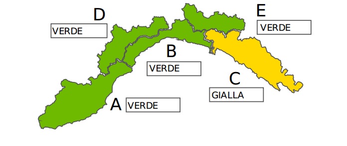 Allerta gialla in vigore solo a Levante, Arpal: 