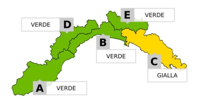 Sabato con pioggia a Levante, scatta l'allerta meteo gialla