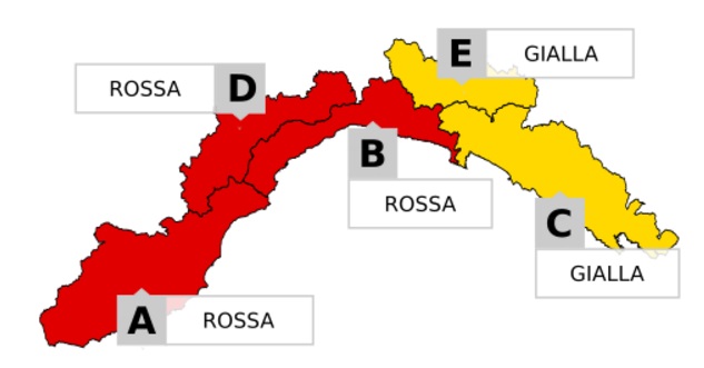 Allerta meteo rossa prolungata sul Ponente fino alle 12 di venerdì