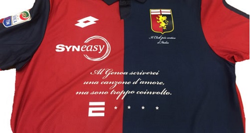 Sulle maglie del Genoa una frase di De Andrè e un nuovo sponsor