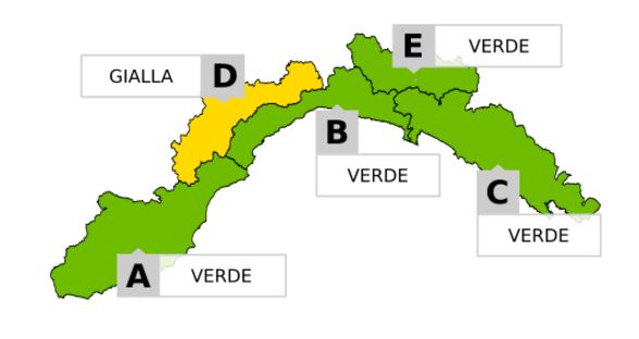 Neve in Liguria sull'entroterra, allerta gialla fino alle 15.00