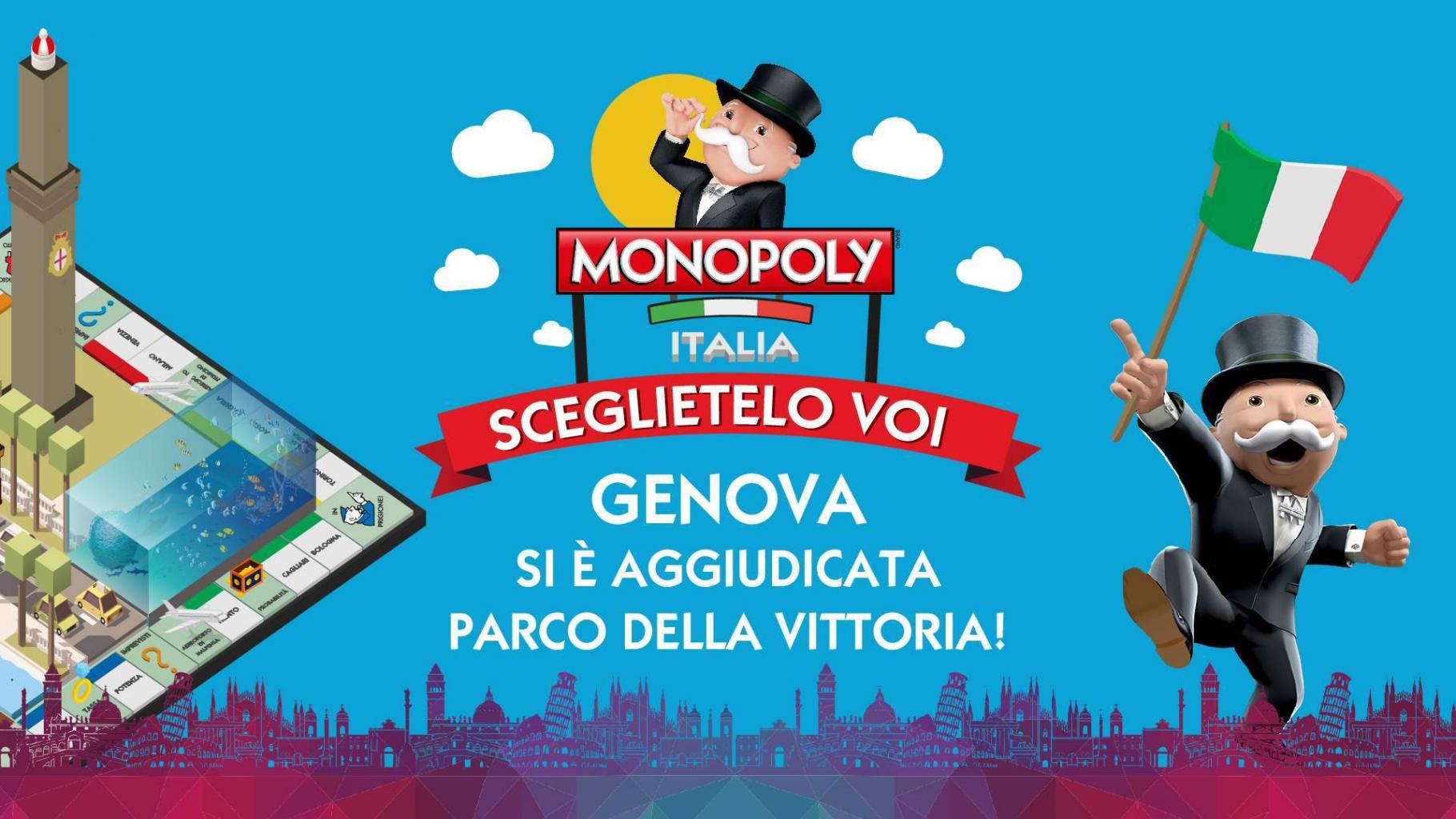 Monopoly, Genova vince Parco della Vittoria: il 14 maggio si gioca 'live' in centro storico