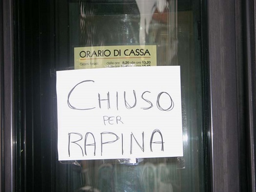 Sicurezza in Liguria: in calo il numero di rapine in banca: 10 casi nel 2016 