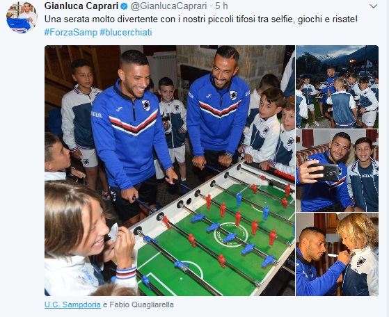 A Ponte di Legno Caprari e Quagliarella protagonisti con i bambini del Samp Camp 