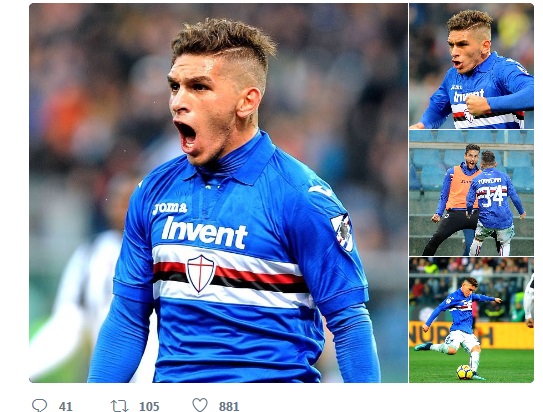 Sampdoria, Torreira ringrazia i tifosi dopo la gara con la Juventus: 