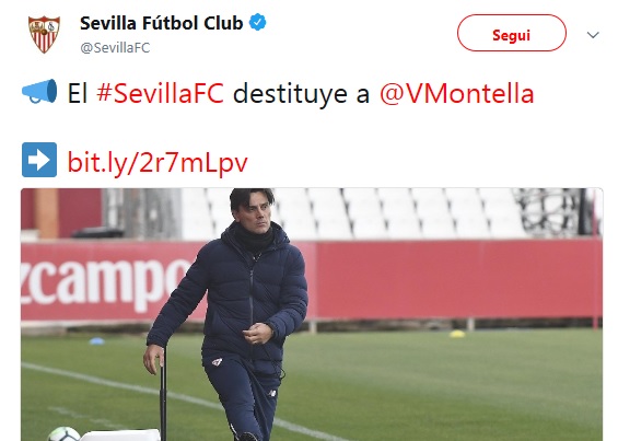 Nuovo esonero per l'ex blucerchiato Montella, finisce l'avventura col Siviglia 