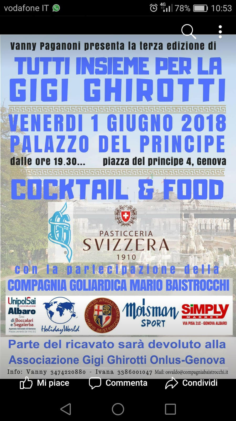 Venerdì a Palazzo del Principe la serata 