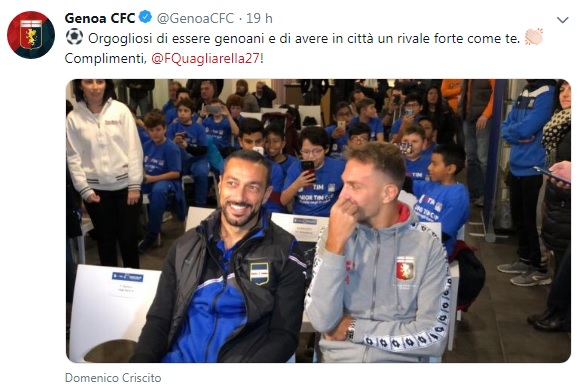 Anche il Genoa omaggia Quagliarella: 