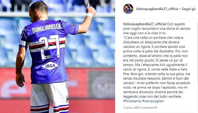 Quagliarella risponde alle provocazioni di Cragno: 