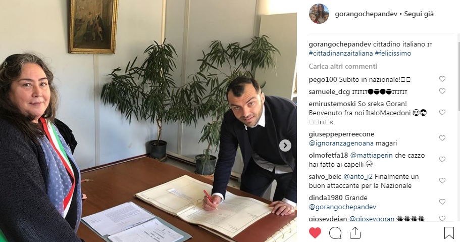 Pandev è diventato un cittadino italiano: 