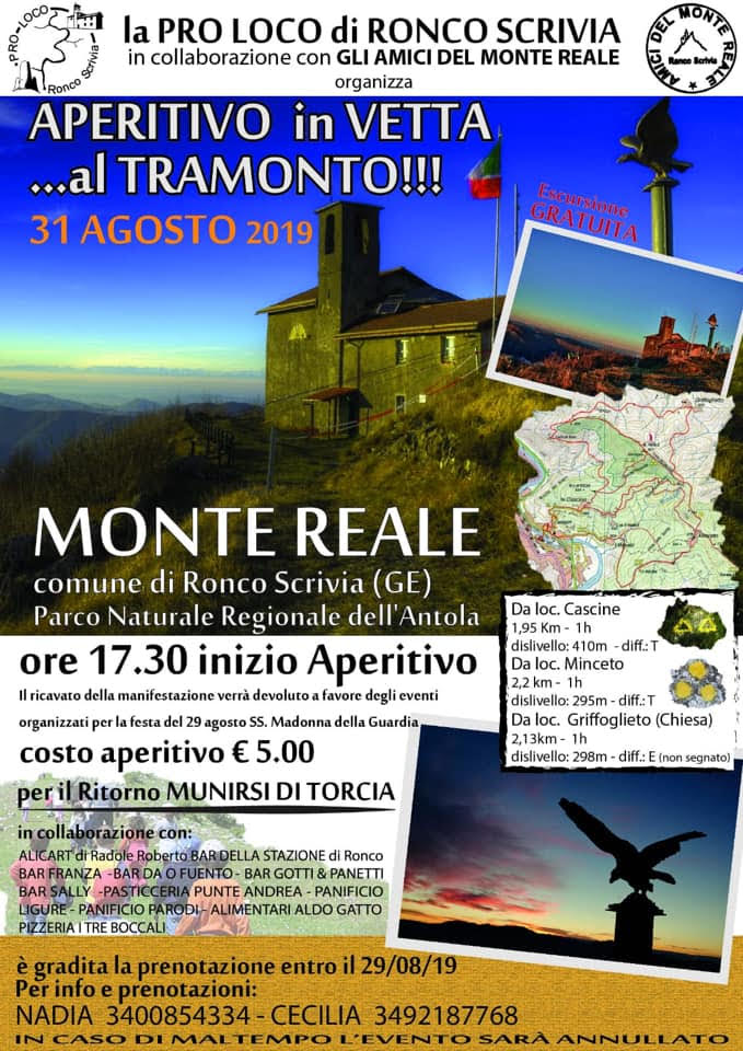 Sabato pomeriggio aperitivo a Monte Reale ammirando il tramonto