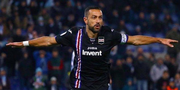 Quagliarella, quattro punti di sutura per lo scontro col romanista Mancini