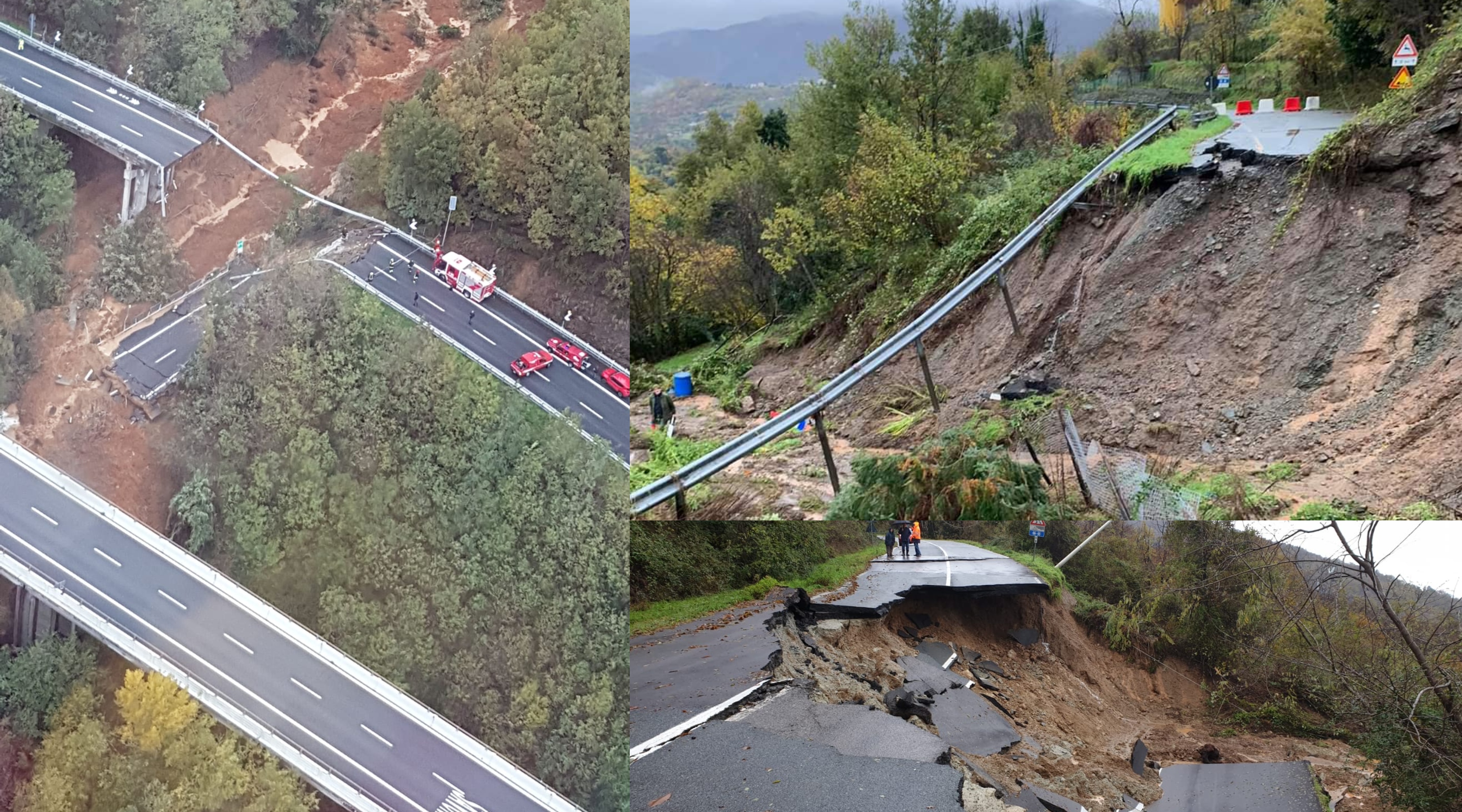 Emergenza Liguria, crollato viadotto in A6. Frane e persone isolate nel savonese