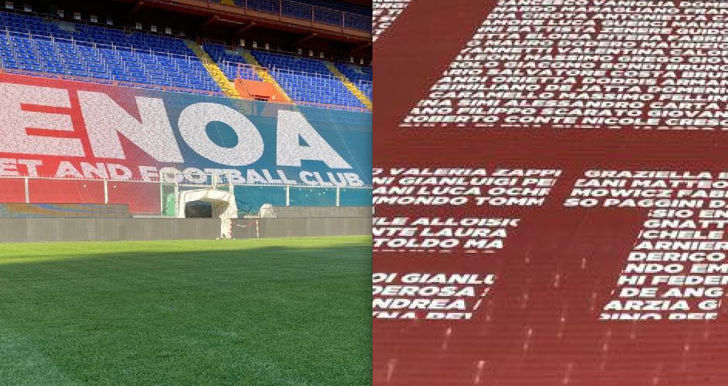 Genoa, domani allo stadio gli abbonati presenti coi loro nomi scritti sui teloni