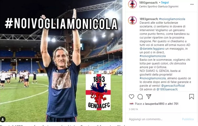 Genoa, tam tam fra i tifosi sul web: 