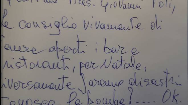 Lettera minatoria a Toti: 