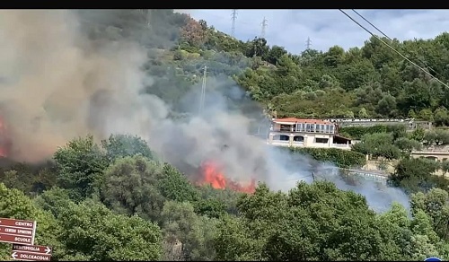 Brucia il bosco nella zona di Camporosso, fiamme vicine alle abitazioni